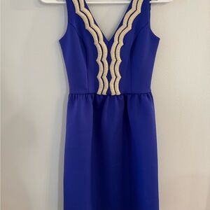 Lily Pulitzer Elegant Blue Dress with Gold Accents